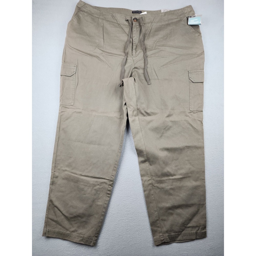 Dockers Drawstring Cargo Pants Womens 24W Beige Twill Relaxed Pockets Casual NWT